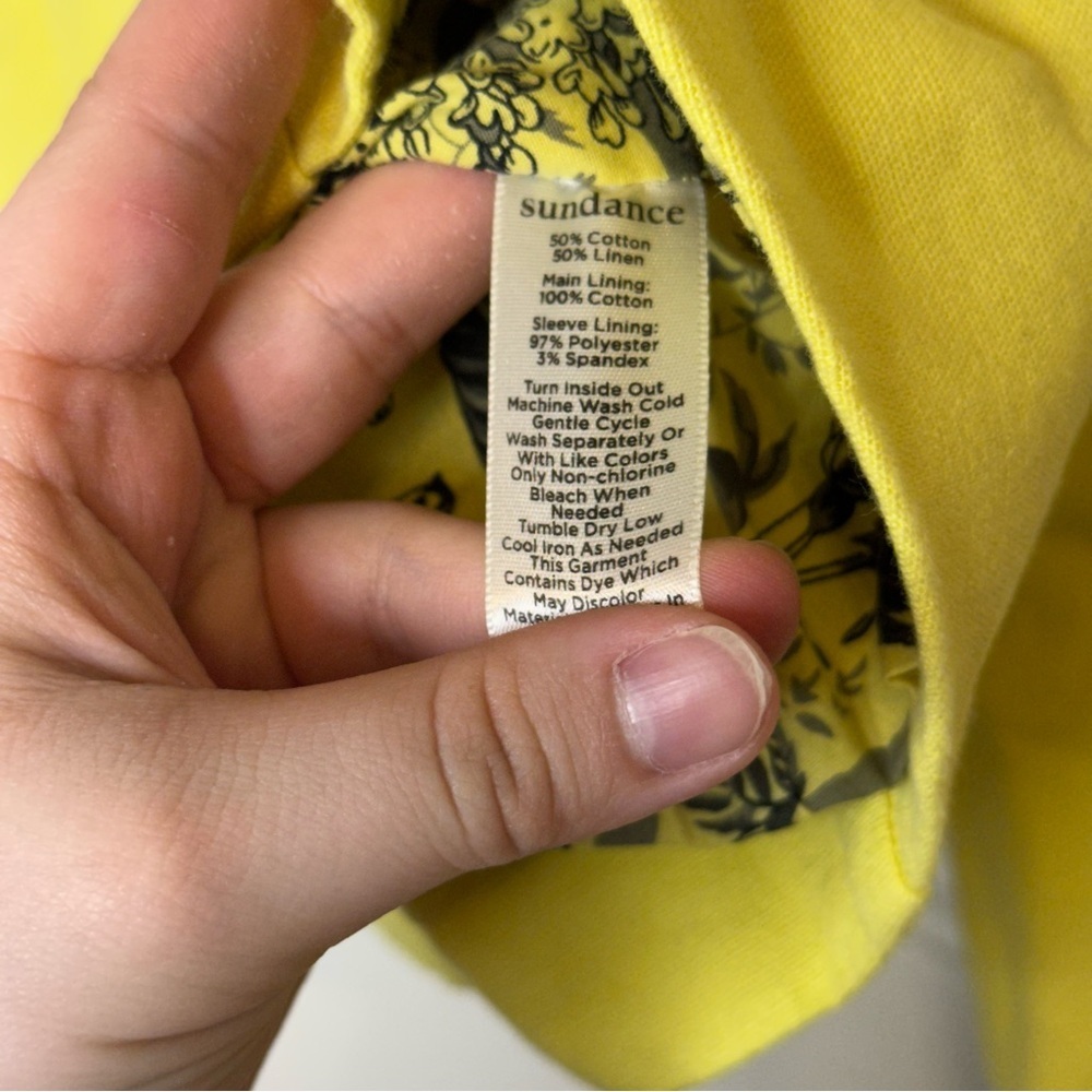 BNWT Sundance Yellow Linen Cotton Blend Clarice Tuxedo Blazer Sz PL Spring Chic - Picture 10 of 11